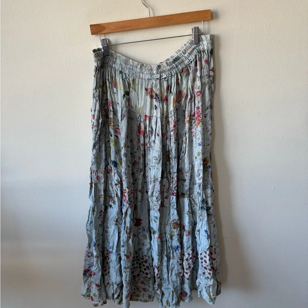 SOLD—Vintage Boho Tiered Floral Maxi Skirt - Picture 8 of 8